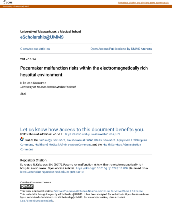 (PDF) Pacemaker malfunction risks within the electromagnetically rich ...