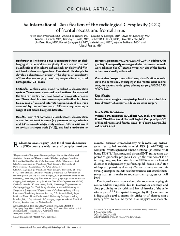 (PDF) The International Classification of the radiological Complexity ...