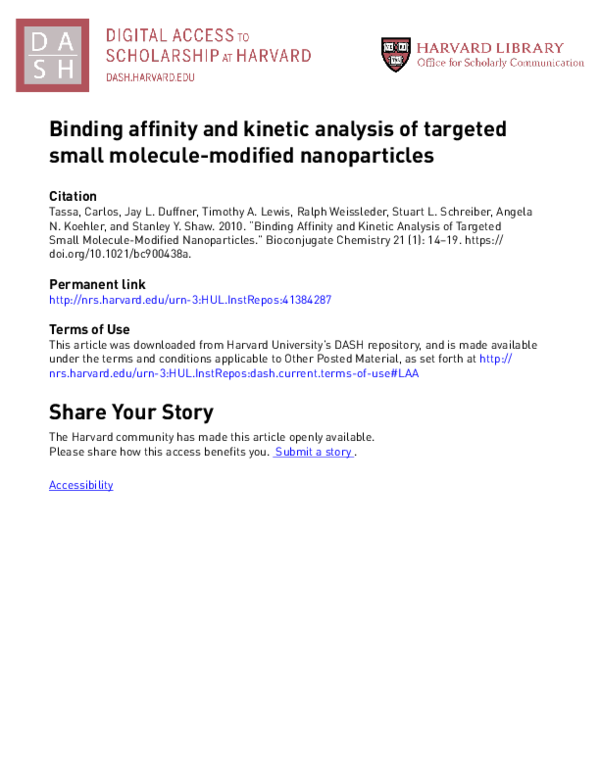 (PDF) Binding Affinity and Kinetic Analysis of Targeted Small Molecule ...