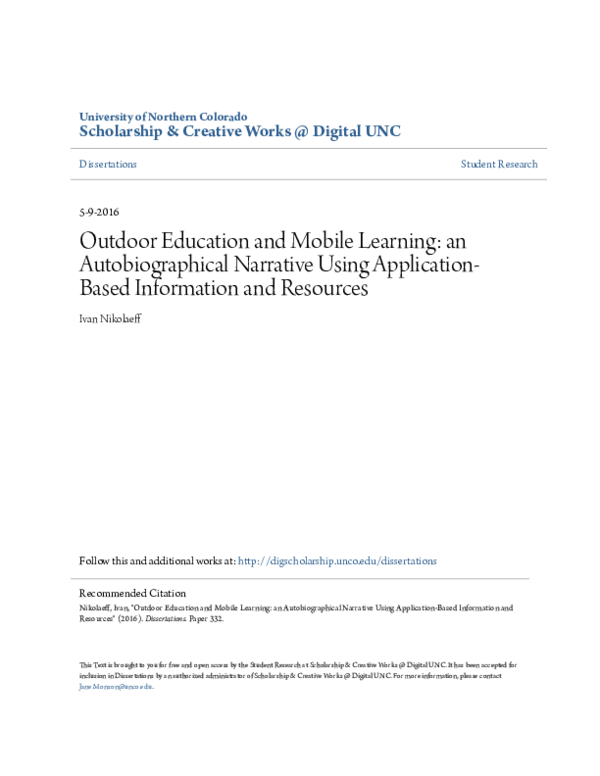 (PDF) Outdoor Education and Mobile Learning: An Autobiographical ...
