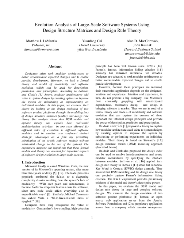 (PDF) Evolution Analysis of Large-Scale Software Systems Using Design ...