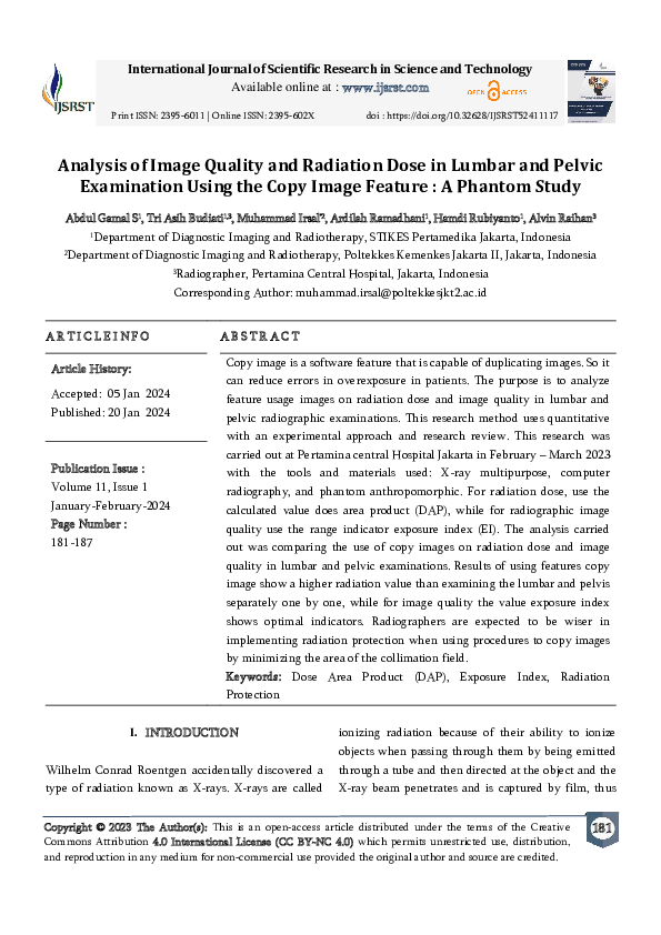 (PDF) Analysis of Image Quality and Radiation Dose in Lumbar and Pelvic ...