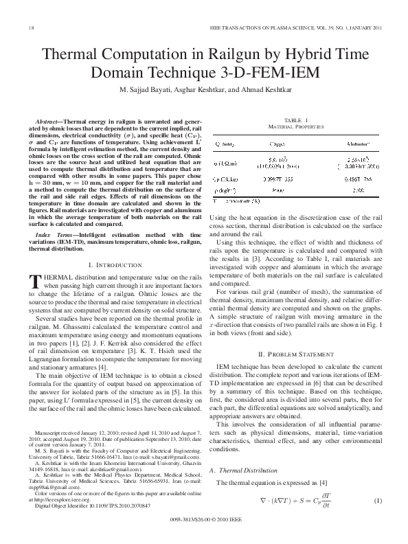 (PDF) Thermal Computation in Railgun by Hybrid Time Domain Technique 3 ...