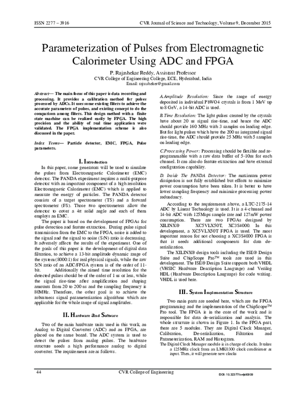 (PDF) Parameterization of Pulses from Electromagnetic Calorimeter Using ...