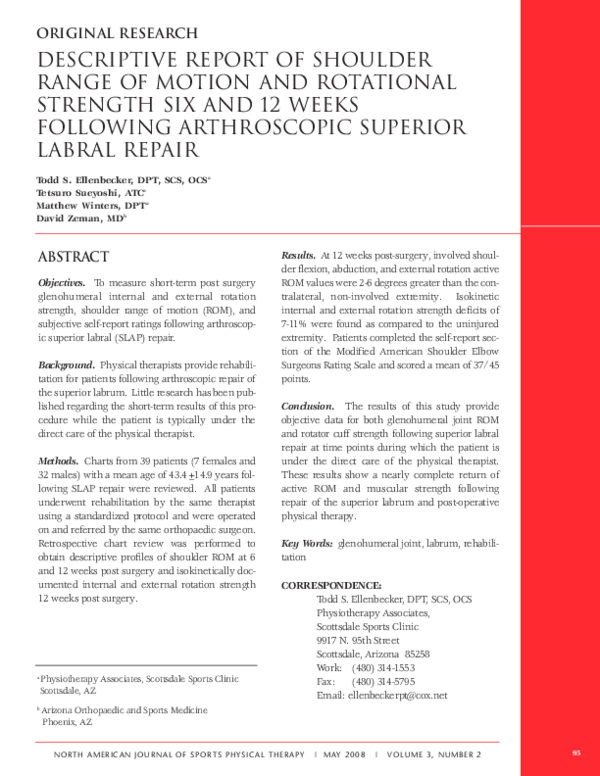(PDF) Descriptive report of shoulder range of motion and rotational ...