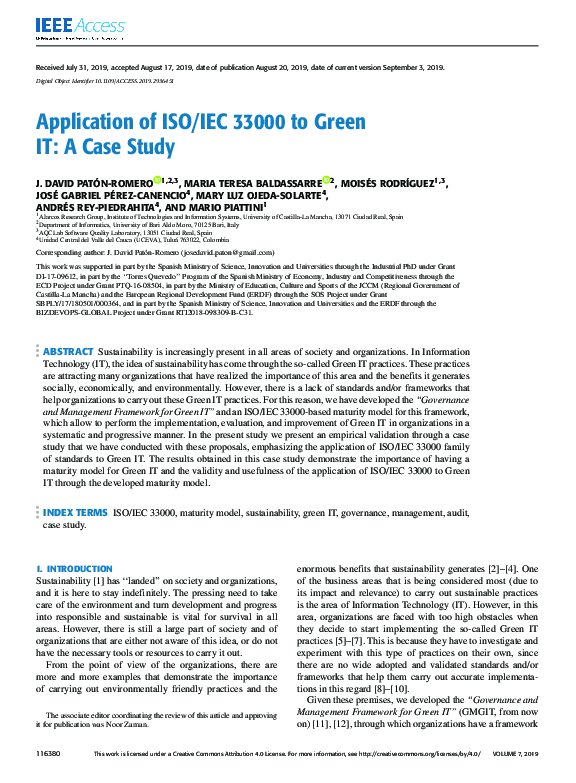 (PDF) Application of ISO/IEC 33000 to Green IT: A Case Study