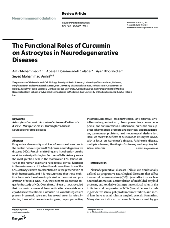(PDF) The Functional Roles of Curcumin on Astrocytes in ...