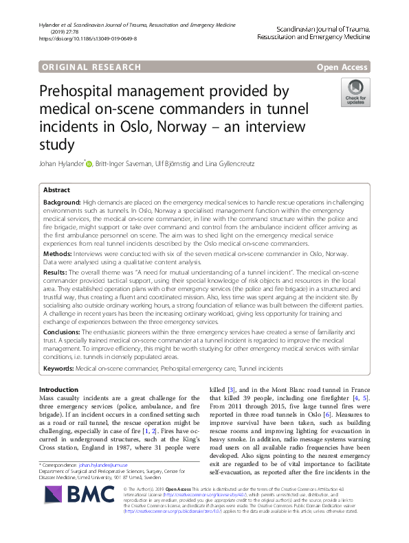 (PDF) Prehospital management provided by medical on-scene commanders in ...