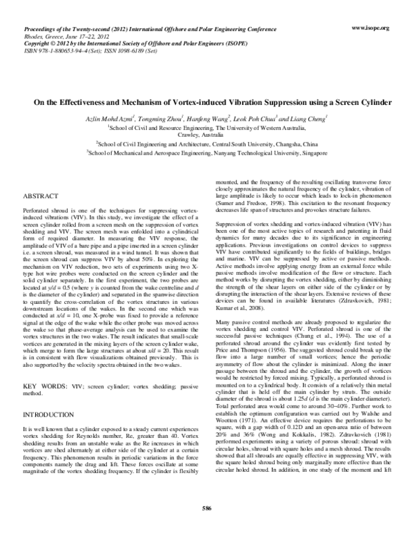 (PDF) On the effectiveness and mechanism of vortex induced vibration ...