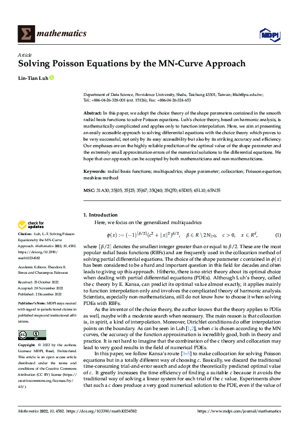 (PDF) Solving Poisson Equations by the MN-Curve Approach