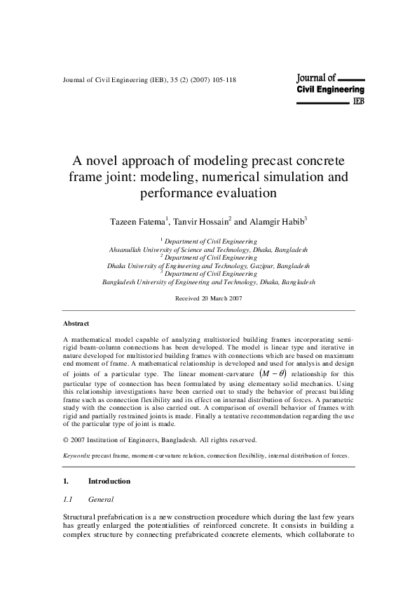 (PDF) A Novel Approach of Modeling Precast Concrete Frame Joint ...