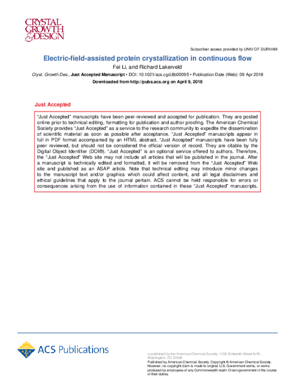 (PDF) Electric Field Assisted Protein Crystallization in a Microfluidic ...