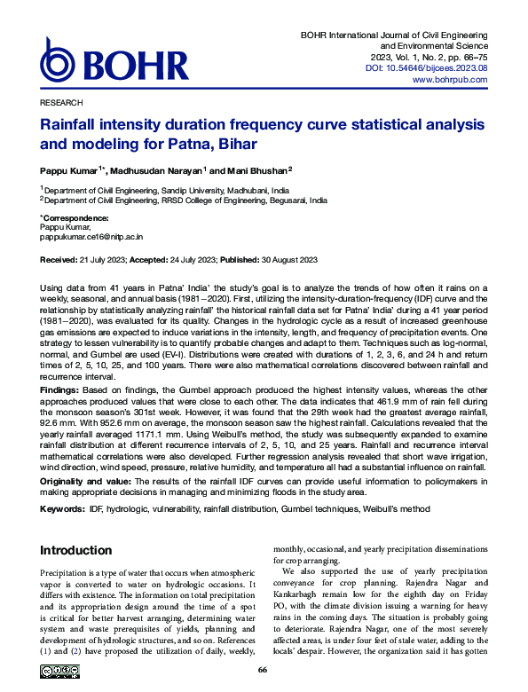 (PDF) Rainfall intensity duration frequency curve statistical analysis ...