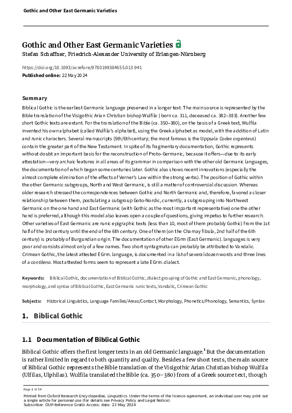 (PDF) Gothic and Other East Germanic Varieties
