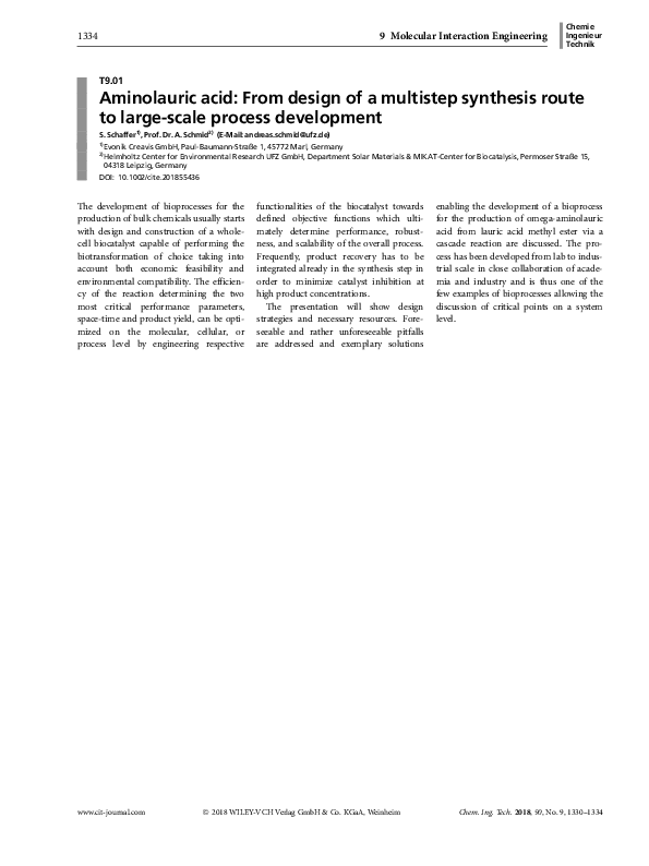 (PDF) Aminolauric acid: From design of a multistep synthesis route to ...