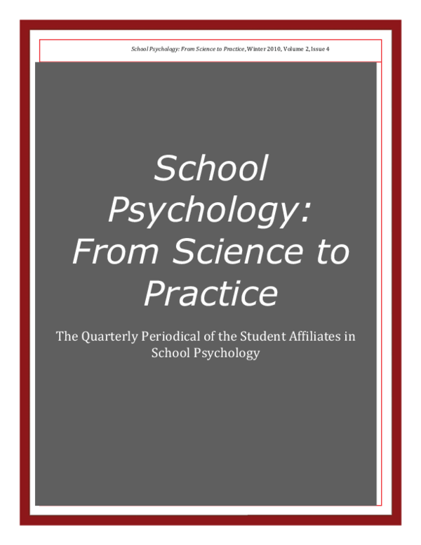 (PDF) School Psychology: From Science to Practice