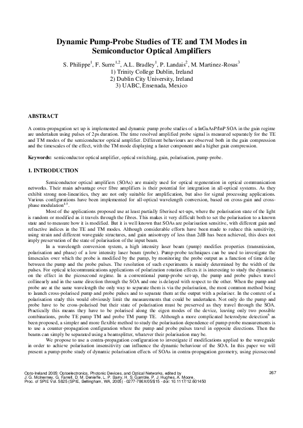 (PDF) Dynamic pump-probe studies of TE and TM modes in semiconductor ...