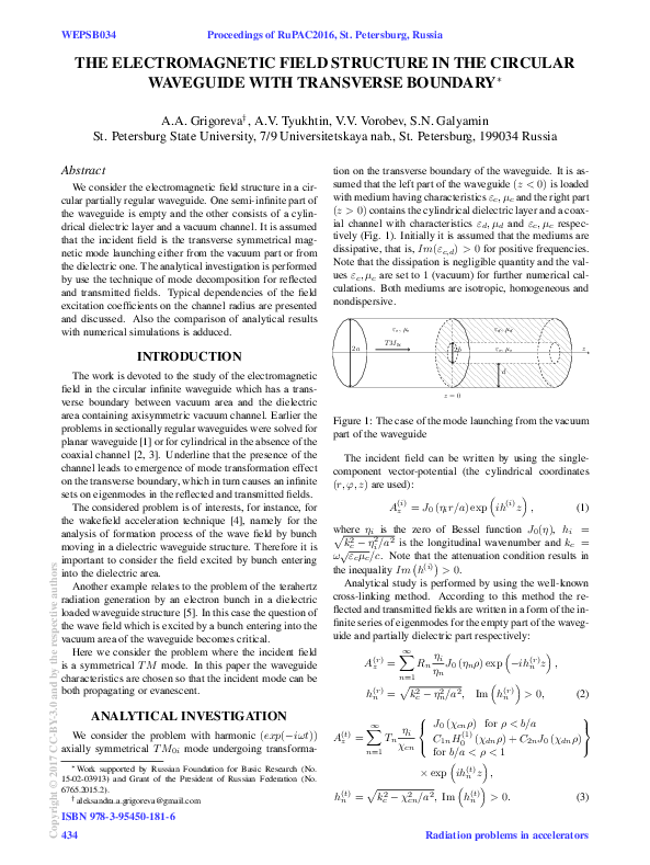 (PDF) The Electromagnetic Field Structure in the Circular Waveguide ...