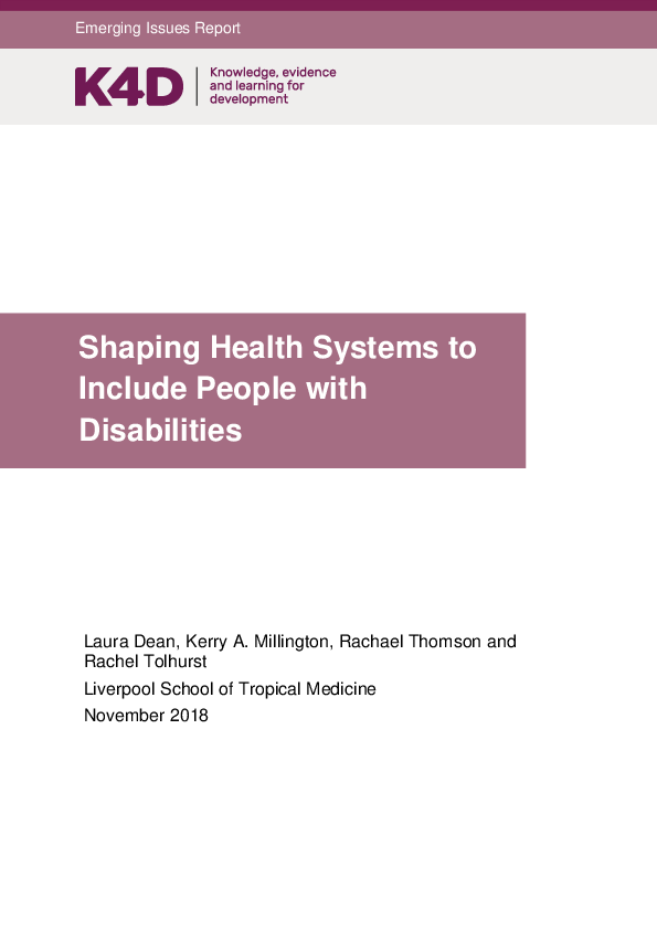 (PDF) Shaping Health Systems to Include People with Disabilities