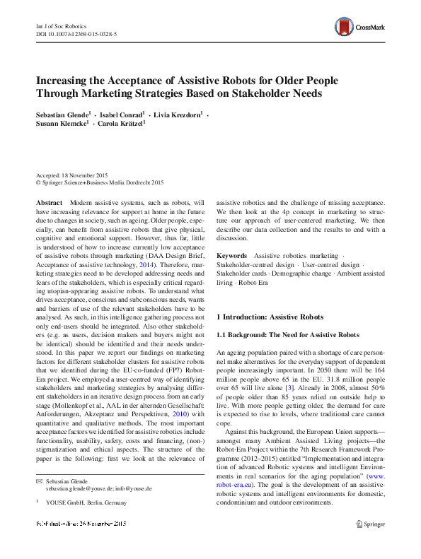 (PDF) Increasing the Acceptance of Assistive Robots for Older People ...
