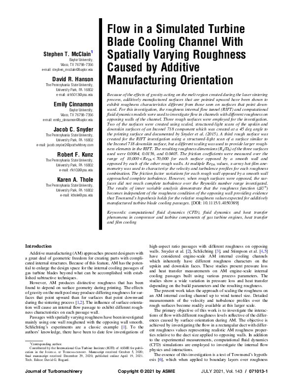 (PDF) Flow in a Simulated Turbine Blade Cooling Channel With Spatially ...