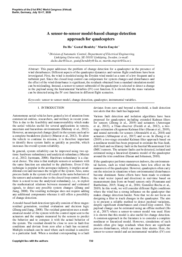 (PDF) A sensor-to-sensor model-based change detection approach for ...