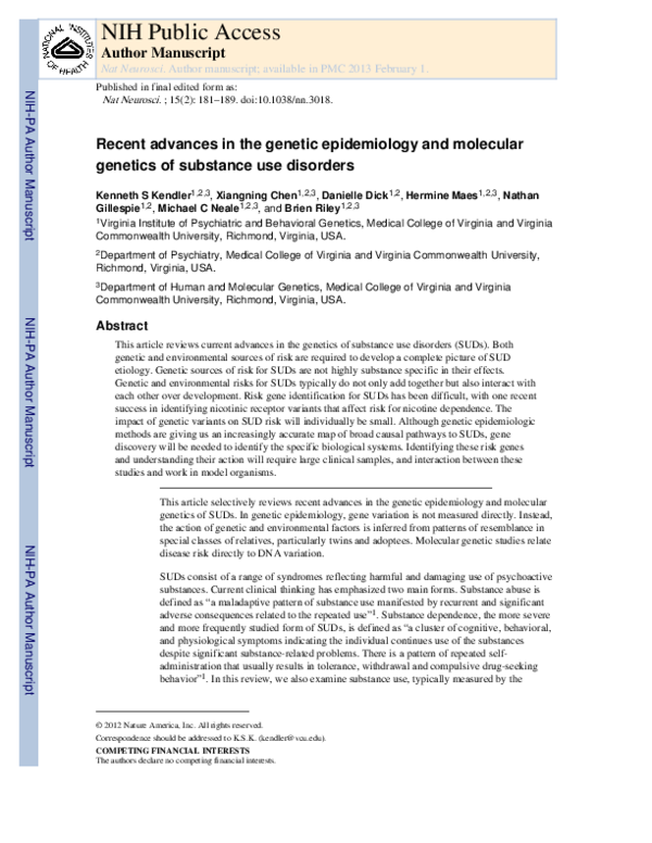 (PDF) Recent advances in the genetic epidemiology and molecular ...
