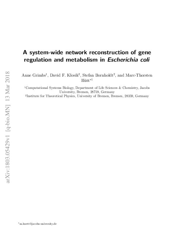 (PDF) A system-wide network reconstruction of gene regulation and ...