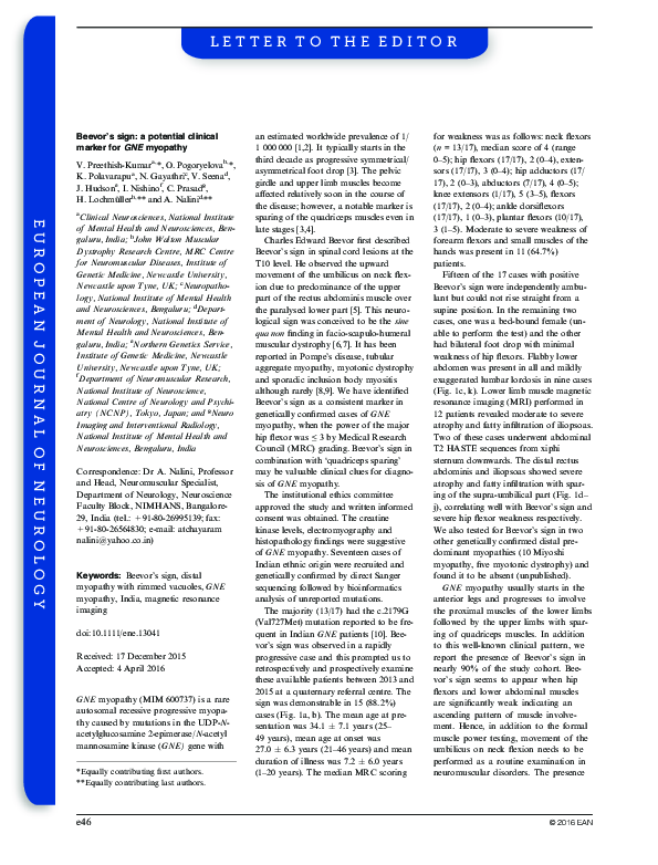 (PDF) Beevor's sign: a potential clinical marker forGNEmyopathy