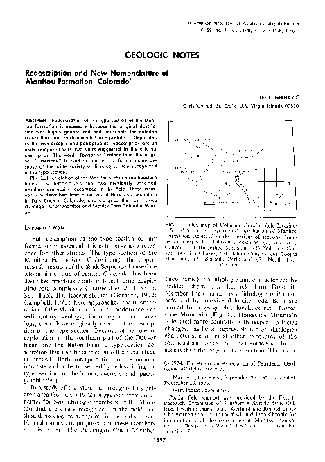(PDF) Redescription and New Nomenclature of Manitou Formation, Colorado ...
