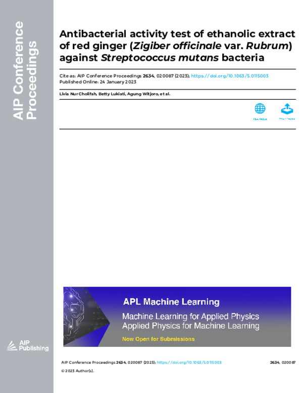 (PDF) Antibacterial activity test of ethanolic extract of red ginger ...