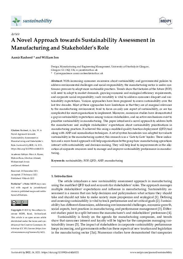 (PDF) A Novel Approach towards Sustainability Assessment in ...