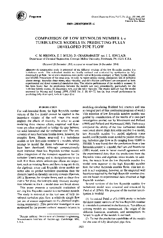 (PDF) Comparison of low Reynolds number k−ε turbulence models in ...