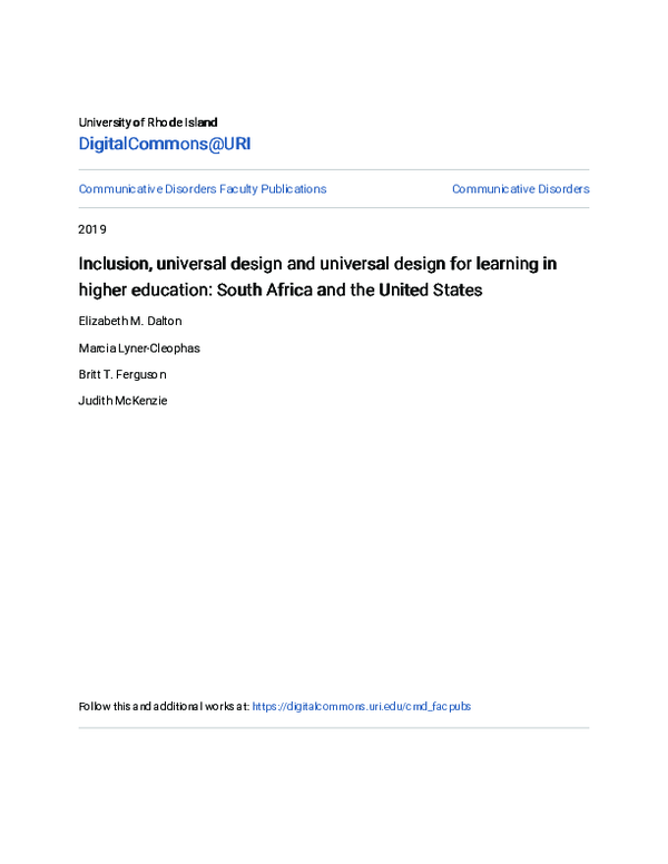 (PDF) Universal Design for Learning in Higher Education