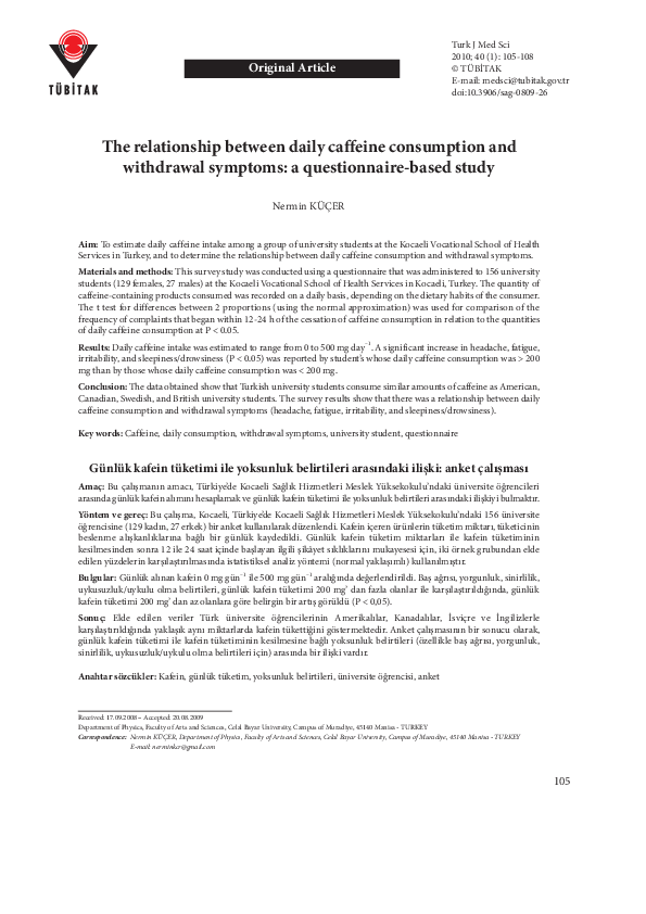 (PDF) Development of the Caffeine Withdrawal Symptom Questionnaire ...