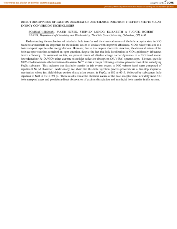 (PDF) Direct Observation of Exciton Dissociation and Charge Injection ...