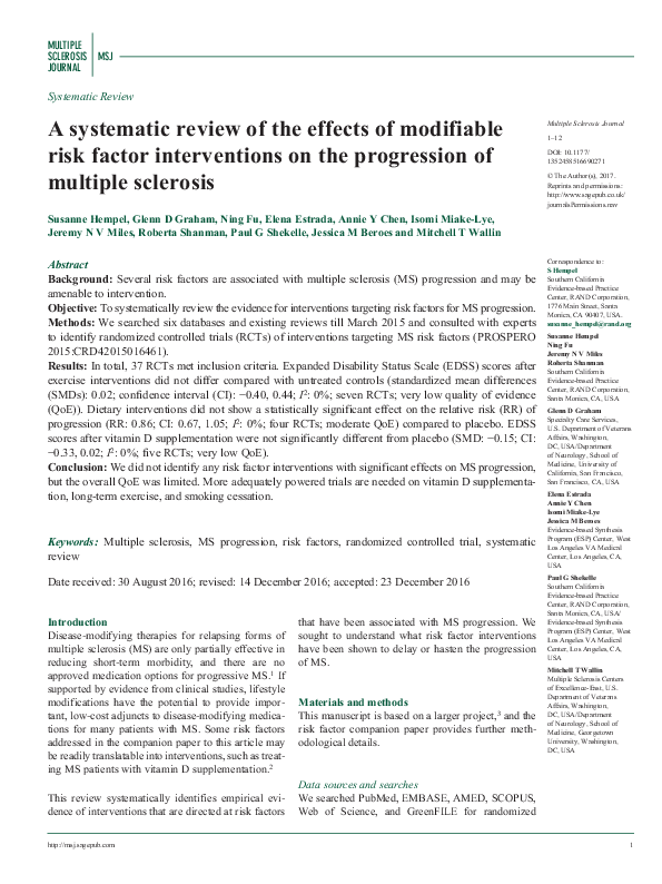 (PDF) A systematic review of the effects of modifiable risk factor ...