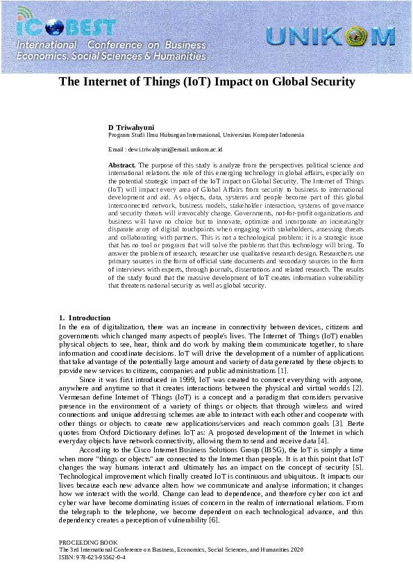 (PDF) The Internet of Things (IoT) Impact on Global Security