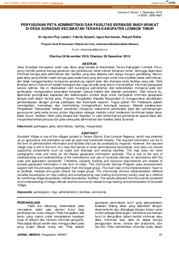 (PDF) Penyusunan Peta Administrasi Dan Fasilitas Berbasis Masyarakat DI ...