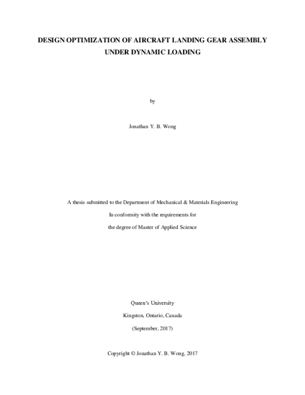 (PDF) Design optimization of aircraft landing gear assembly under ...