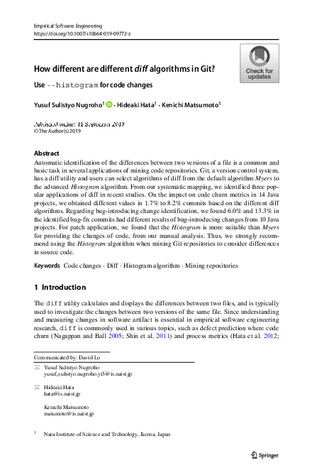 (PDF) How different are different diff algorithms in Git?