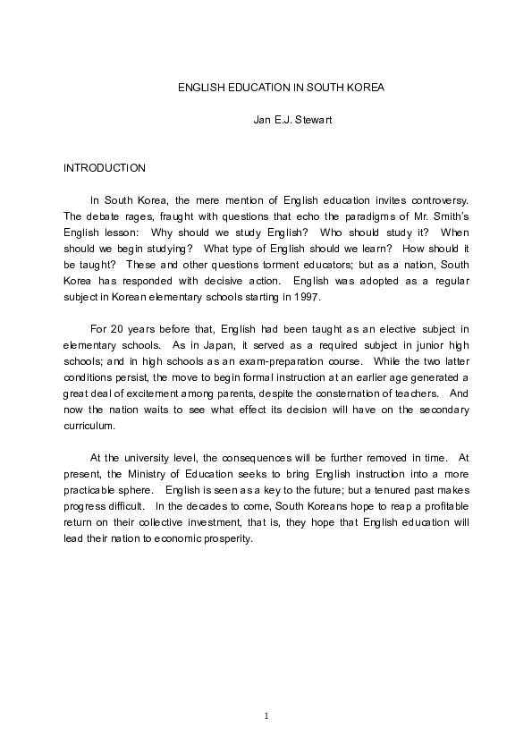 (PDF) English Education in South Korea