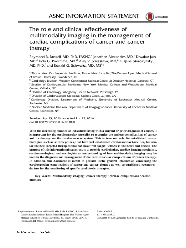 (PDF) The role and clinical effectiveness of multimodality imaging in ...