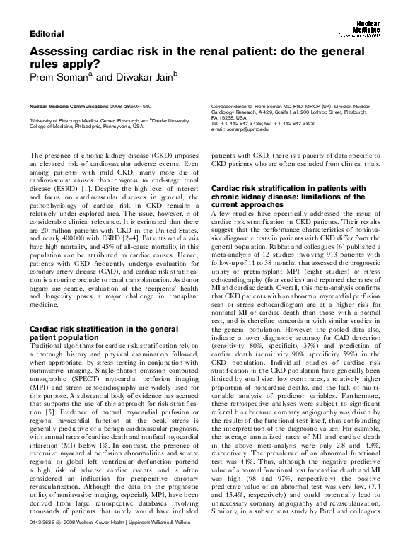(PDF) Assessing cardiac risk in the renal patient: do the general rules ...