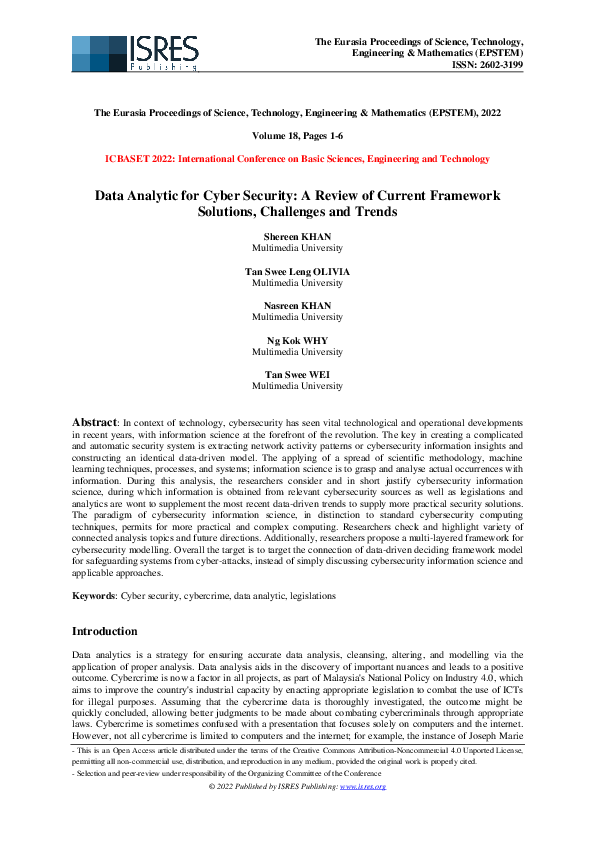 (PDF) Data Analytic for Cyber Security: A Review of Current Framework ...