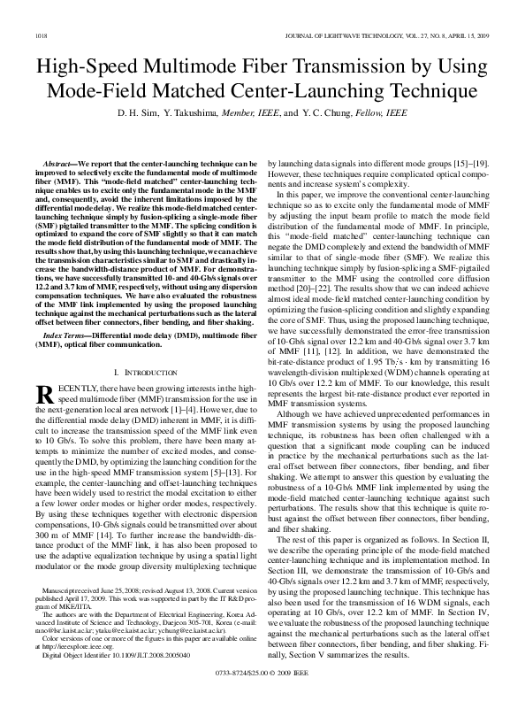 (PDF) High-Speed Multimode Fiber Transmission by Using Mode-Field ...