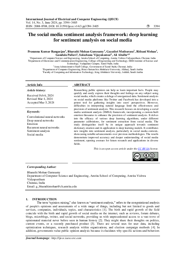 (PDF) The social media sentiment analysis framework: deep learning for ...