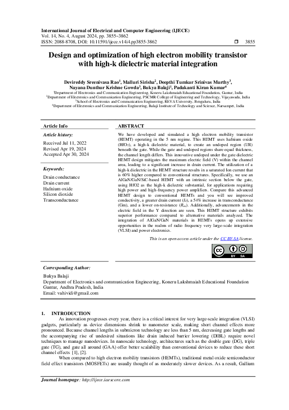 (PDF) Design and optimization of high electron mobility transistor with ...