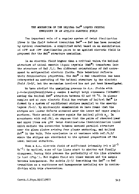 (PDF) The mechanism of the helical SmC* liquid crystal unwinding in an ...