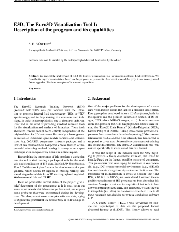(PDF) E3D, the Euro3D visualization tool I: Description of the program ...
